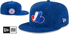 Expos OLD SCHOOL CORDUROY SIDE-PATCH Royal Fitted Hat by New Era - 2nd View