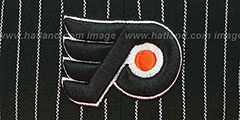 Flyers PINSTRIPE 2T TEAM-BASIC SNAPBACK Black-Orange Adjustable Hat by Mitchell and Ness - 2nd View