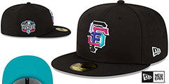 Giants 2012 WS POLAR LIGHTS Black-Teal Fitted Hat by New Era - 2nd View