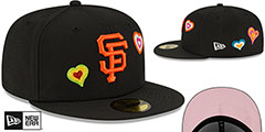 Giants CHAIN STITCH HEARTS Black Fitted Hat by New Era - 2nd View