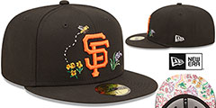 Giants FLORAL WATERCOLORS Black Fitted Hat by New Era - 2nd View