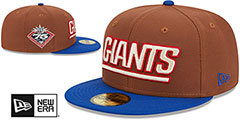 Giants HARVEST SIDE-PATCH Brown-Royal Fitted Hat by New Era - 2nd View