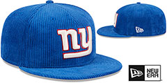 Giants LETTERMAN PIN CORDUROY Royal Fitted Hat by New Era - 2nd View