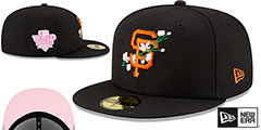 Giants LOGO BLOOM SIDE-PATCH Black-Pink Fitted Hat by New Era - 2nd View