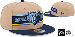 Grizzlies 2024 NBA DRAFT SNAPBACK Camel-Navy Hat by New Era - 2nd View