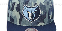 Grizzlies DENIM-CAMO SNAPBACK Blue Hat by Mitchell and Ness - 2nd View