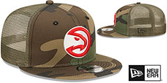 Hawks ARMY CAMO TRUCKER Hat by New Era - 2nd View