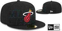 Heat 2023 NBA DRAFT Black Fitted Hat by New Era - 2nd View