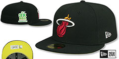 Heat 3X NBA CHAMPS CITRUS POP Black-Yellow Fitted Hat by New Era - 2nd View