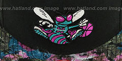 Hornets FLORAL-FUR STRAPBACK Black-Purple Hat by New Era - 2nd View