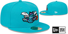 Hornets NBA CLASSIX Teal Fitted Hat by New Era - 2nd View