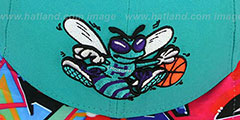 Hornets REAL GRAFFITI VIZA-PRINT Teal Fitted Hat by New Era - 2nd View