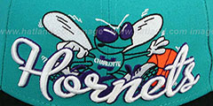 Hornets SCRIPT-PUNCH Teal-Black Fitted Hat by New Era - 2nd View