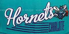 Hornets SCRIPT-STRIPE SNAPBACK Teal Hat by New Era - 2nd View