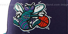 Hornets SURE-SHOT SNAPBACK Purple-Teal Hat by Twins 47 Brand - 2nd View