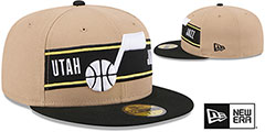 Jazz 2024 NBA DRAFT Camel-Black Fitted Hat by New Era - 2nd View