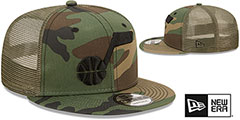 Jazz ARMY CAMO TRUCKER Hat by New Era - 2nd View