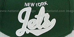 Jets BALLISTIC SCRIPT A-FRAME STRAPBACK Green-White Hat by New Era - 2nd View