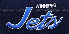 Jets CLASSIC-SCRIPT Navy Fitted Hat by Mitchell and Ness - 2nd View