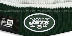 Jets NFL FIRESIDE White-Green Knit Beanie Hat by New Era - 2nd View