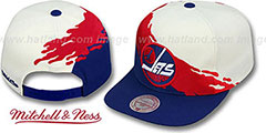 Jets PAINTBRUSH SNAPBACK White-Red-Navy Hat by Mitchell and Ness - 2nd View