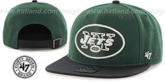 Jets SUPER-SHOT STRAPBACK Green-Black Hat by Twins 47 Brand - 2nd View