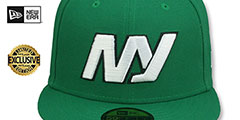 Jets THROWBACK NFL LIGATURE Green Fitted Hat by New Era - 2nd View