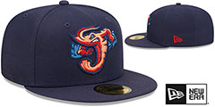 Jumbo Shrimp MILB ONFIELD HOME Navy Fitted Hat by New Era - 2nd View