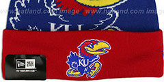 Kansas LOGO WHIZ Royal-Red Knit Beanie Hat by New Era - 2nd View