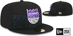 Kings 2023 NBA DRAFT Black Fitted Hat by New Era - 2nd View