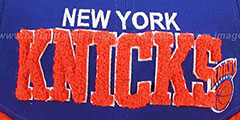 Knicks CHENILLE-ARCH SNAPBACK Royal-Orange Hat by New Era - 2nd View