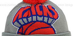 Knicks HWC-BIGGIE Grey Knit Beanie Hat by New Era - 2nd View