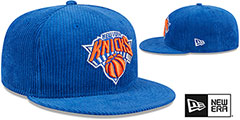 Knicks LETTERMAN PIN CORDUROY Royal Fitted Hat by New Era - 2nd View