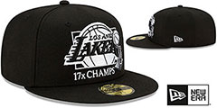 Lakers 17X MULTI CHAMPS Black-White Fitted Hat by New Era - 2nd View