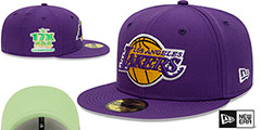 Lakers 17X NBA CHAMPS CITRUS POP Purple-Green Fitted Hat by New Era - 2nd View