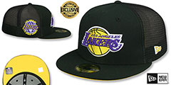 Lakers 17X WORLD CHAMPS MESH-BACK SIDE-PATCH Black-Gold Fitted Hat by New Era - 2nd View