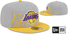 Lakers 2023 ALTERNATE NBA DRAFT Grey-Gold Fitted Hat by New Era - 2nd View