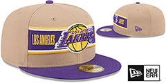 Lakers 2024 NBA DRAFT Camel-Purple  Fitted Hat by New Era - 2nd View