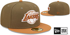 Lakers 2T COLOR PACK Olive-Tan Fitted Hat by New Era - 2nd View