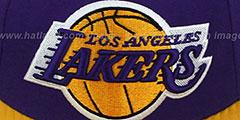 Lakers 2T XL-LOGO Purple-Gold Fitted Hat by Mitchell and Ness - 2nd View