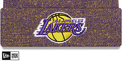 Lakers BANNER Knit Beanie Hat by New Era - 2nd View