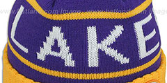 Lakers HIGH-5 CIRCLE BEANIE Purple-Gold by Mitchell and Ness - 2nd View