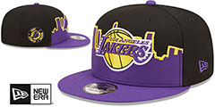 Lakers SKYLINE TIP OFF SNAPBACK Black-Purple Hat by New Era - 2nd View