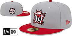 Lookouts MILB MARVEL DEFENDERS SIDE-PATCH Grey-Red Fitted Hat by New Era - 2nd View