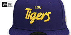 LSU NCAA TEAM-SCRIPT Purple Fitted Hat by New Era - 2nd View