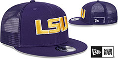 LSU TEAM-BASIC TRUCKER SNAPBACK Purple  Hat by New Era - 2nd View