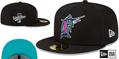 Marlins 1997 WS POLAR LIGHTS Black-Teal Fitted Hat by New Era - 2nd View