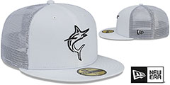 Marlins BATTING PRACTICE TRUCKER White Fitted Hat by New Era - 2nd View