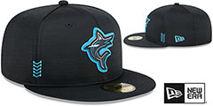 Marlins 2024 ONFIELD CLUBHOUSE Heather Black Fitted Hat by New Era - 2nd View