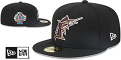 Marlins BOTANICAL SIDE-PATCH Black Fitted Hat by New Era - 2nd View